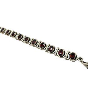 Nicky Butler Garnet Gemstone Bracelet Vintage .925 Sterling Silver